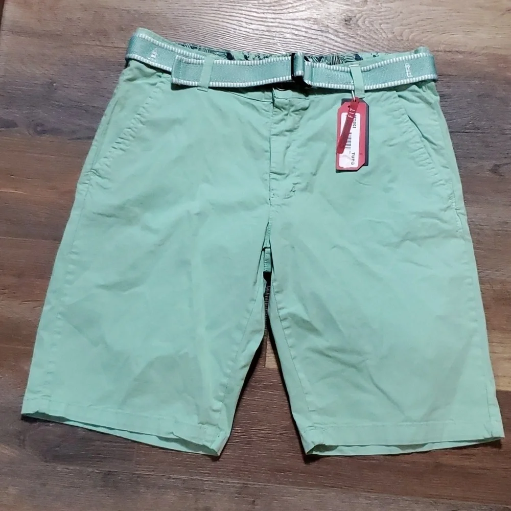 Ditch plains by Ricky Singh mint green cotton belted flat front shorts nwt
